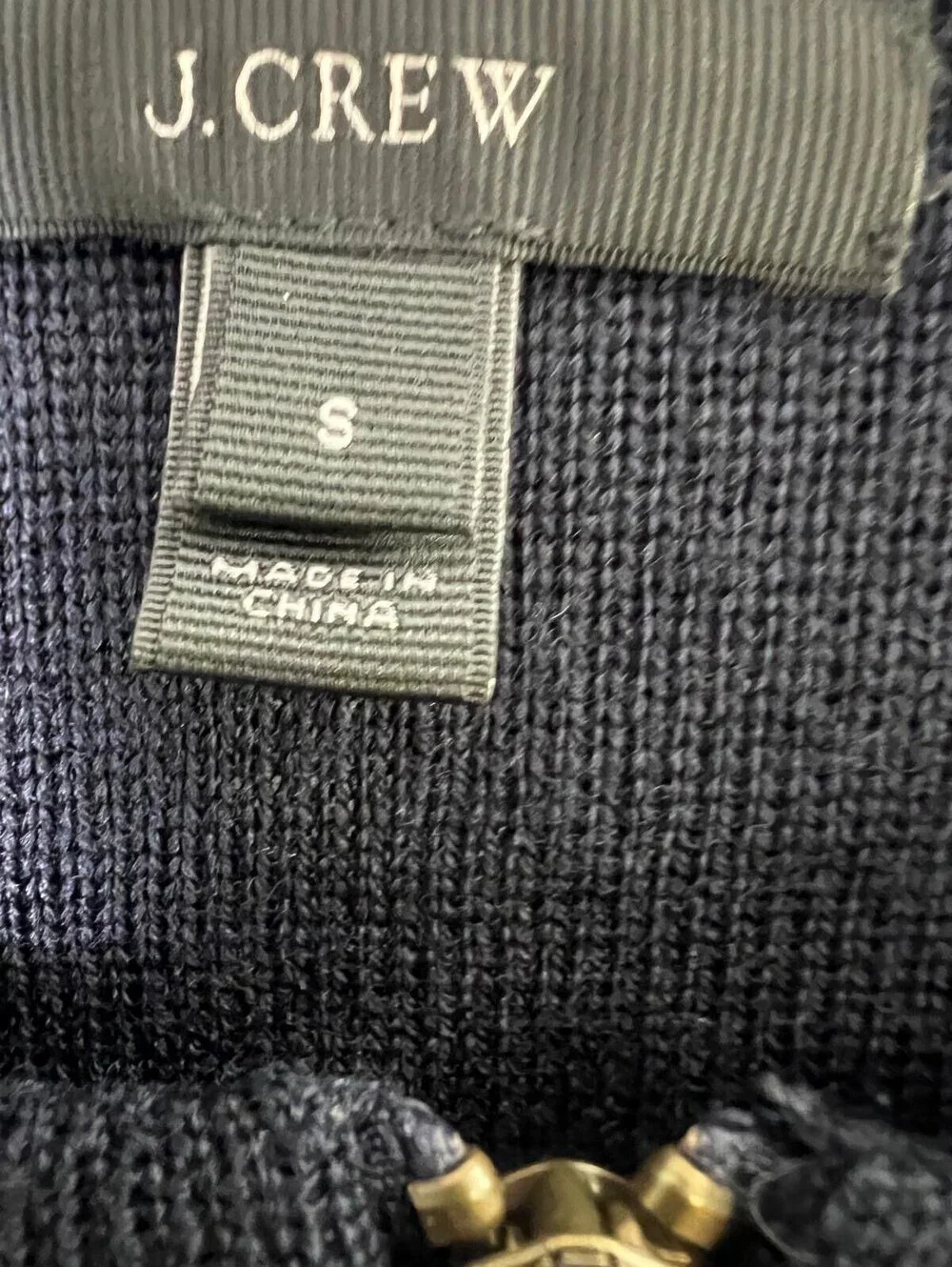 J.Crew Navy and Gray Zip-Up Sweater Small Casual